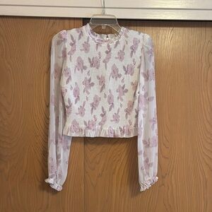 Floral Pink Sheer Sleeve Top